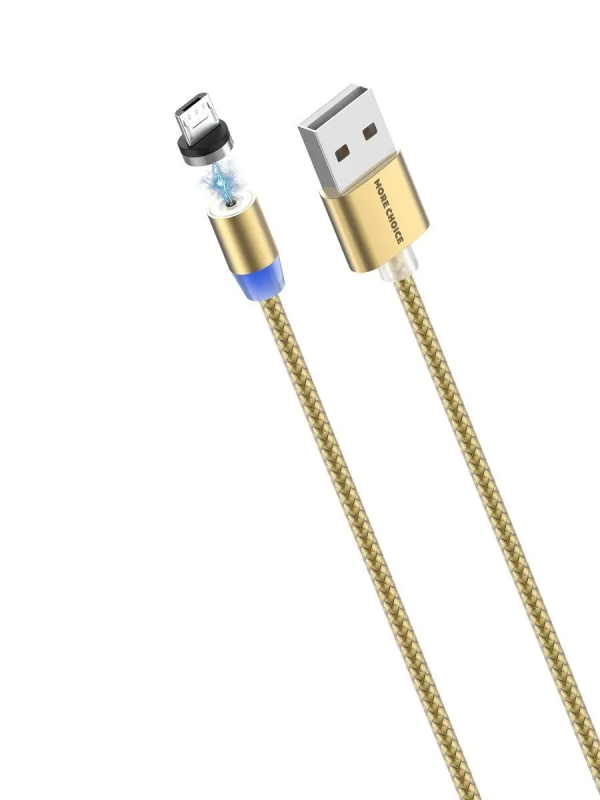 Купить Дата-кабель Smart USB 3.0A для micro USB Magnetic More choice K61Sm нейлон 1м (Gold)